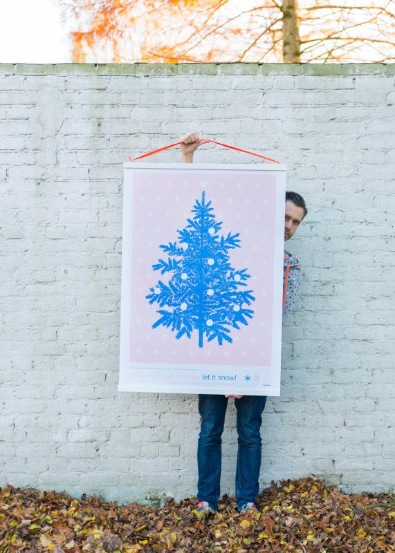 Kerstposter Zilverblauw