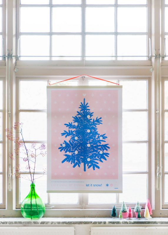 Kerstposter Zilverblauw